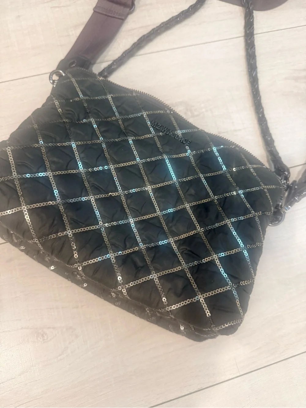 MZ Wallace Madison Sequins Quilted Crossbody Bag.